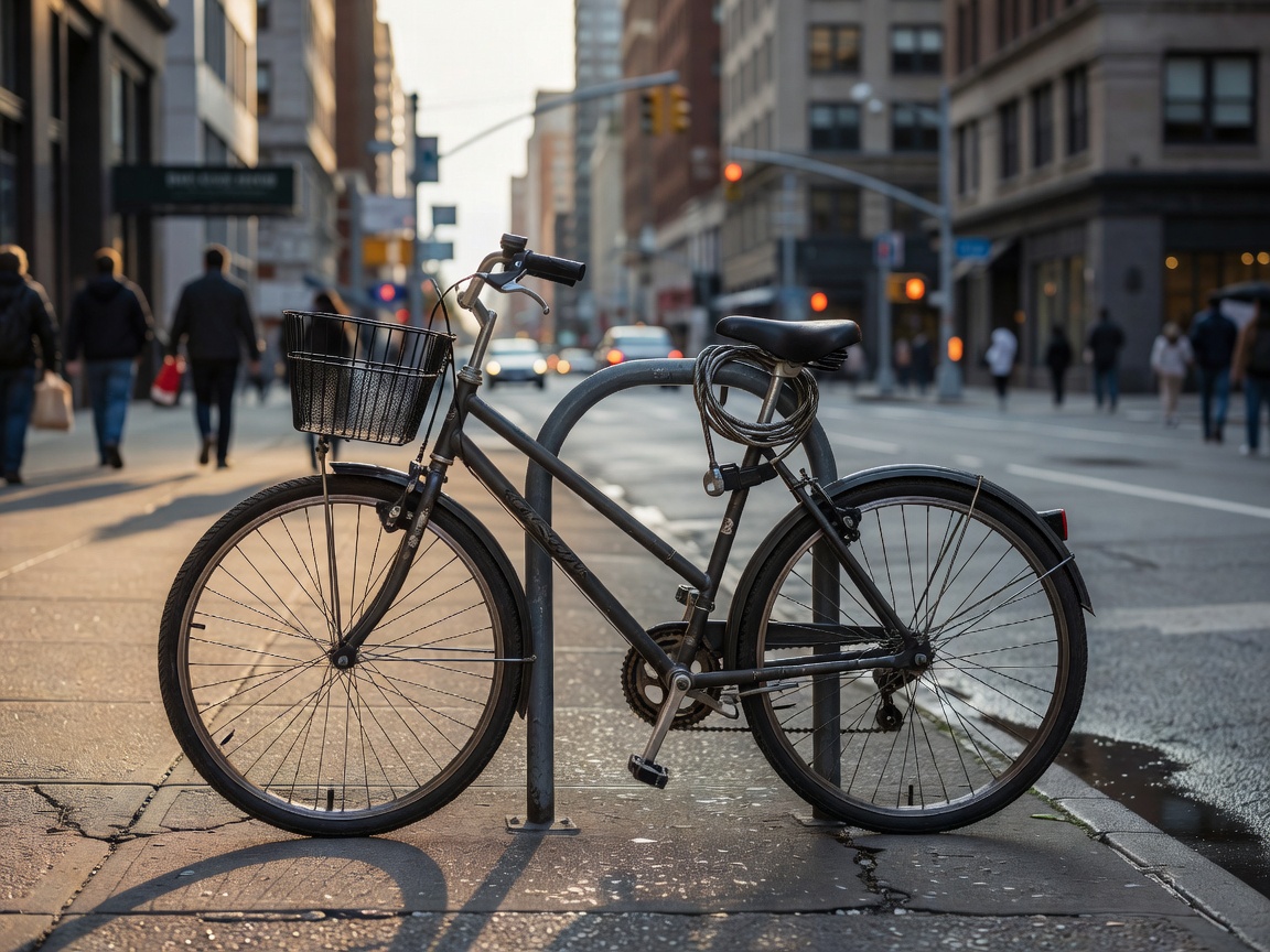 City commuter bicycle in urban setting