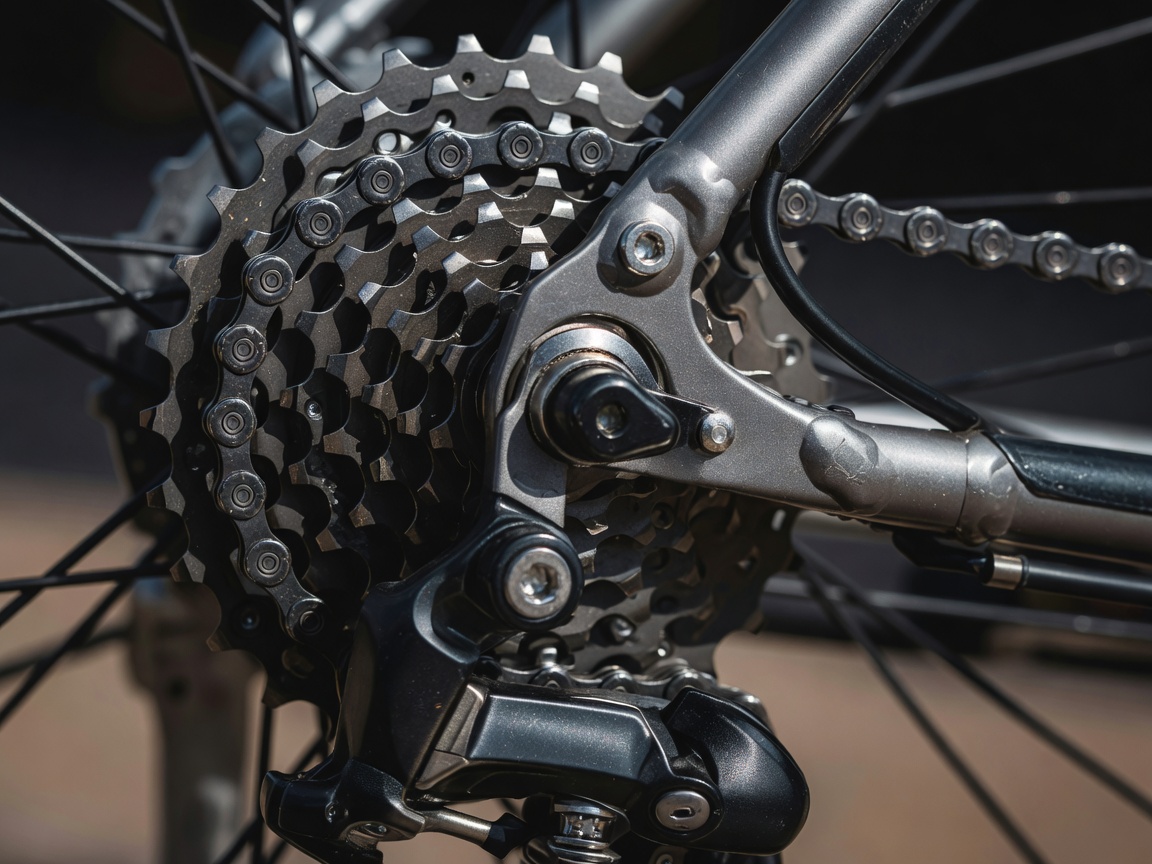 Close up of bicycle gears and chain