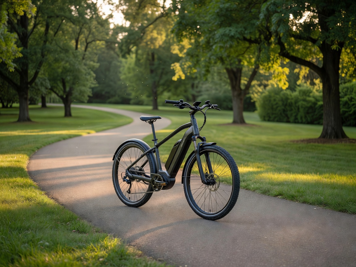Electric bicycle on a pathway
