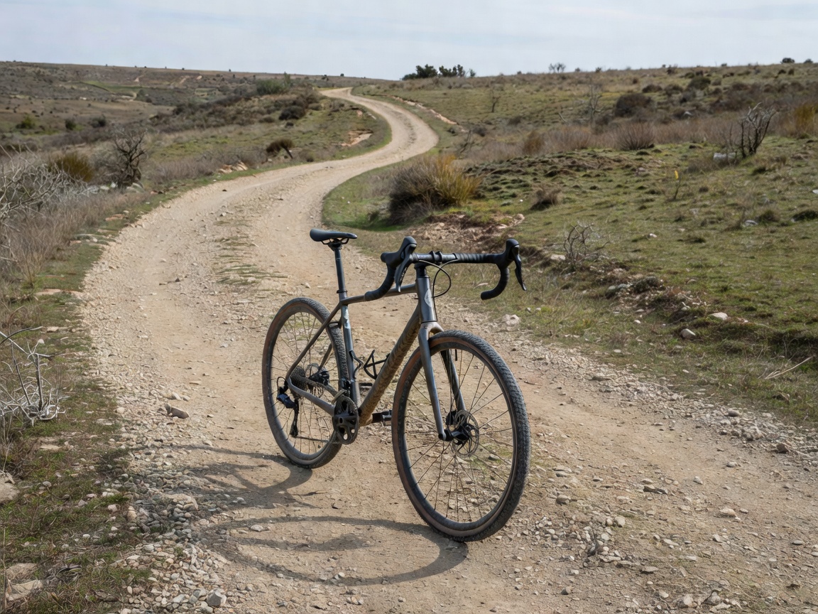 Gravel bicycle on unpaved path