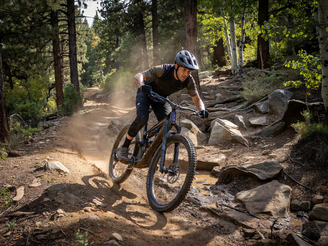 Mountain bicycle on off-road trail